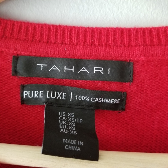Tahari Pure Luxe 100% Cashmere Red Sweaterh - Picture 3 of 5